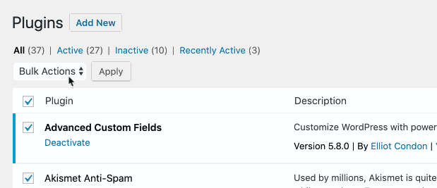 Cómo desactivar un plugin de WordPress