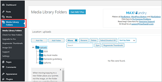 Cómo organizar archivos en carpetas de la biblioteca multimedia de WordPress